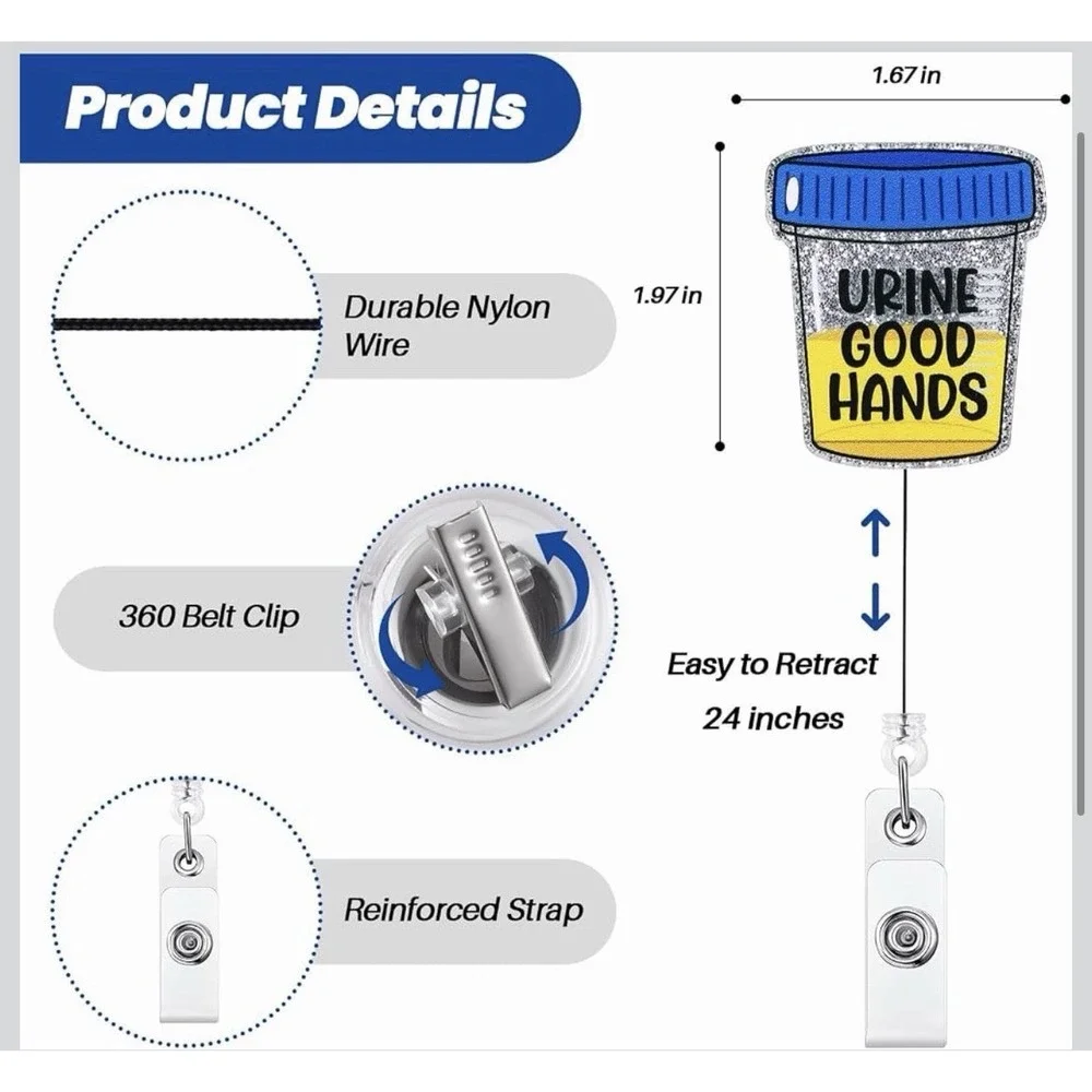 Urine Good Hands Funny Urology Retractable Badge Reel NEW